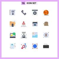 Pack of 16 Modern Flat Colors Signs and Symbols for Web Print Media such as folder document coding basket ball sport Editable Pack of Creative Vector Design Elements