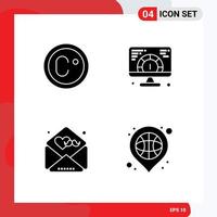 Solid Glyph Pack of 4 Universal Symbols of climate greetings speed serving basket Editable Vector Design Elements