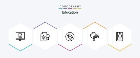 Education 25 Line icon pack including learning. education. study. school. knowledge vector