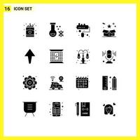 Pictogram Set of 16 Simple Solid Glyphs of up delivery brush package surprize Editable Vector Design Elements