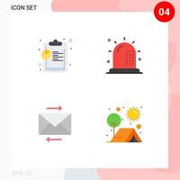 Group of 4 Modern Flat Icons Set for analysis share ambulance form camp Editable Vector Design Elements