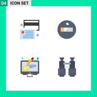 Modern Set of 4 Flat Icons Pictograph of borrow graphic credit smoking binoculars Editable Vector Design Elements