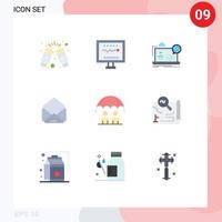 9 Universal Flat Colors Set for Web and Mobile Applications open message heartbeat website online Editable Vector Design Elements