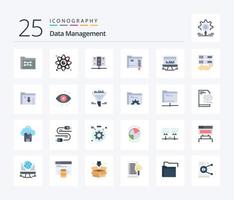 Data Management 25 Flat Color icon pack including storage. folder. link. data. server vector