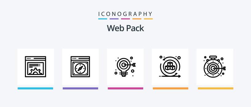 paquete web línea 5 paquete de iconos que incluye capa. diseño. interfaz de programación creativo. entorno. diseño de iconos creativos vector