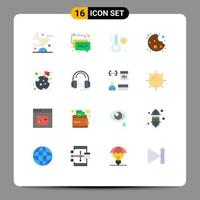 Flat Color Pack of 16 Universal Symbols of space flag message food bite Editable Pack of Creative Vector Design Elements