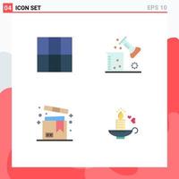 User Interface Pack of 4 Basic Flat Icons of grid product chemistry scientific research valentine Editable Vector Design Elements