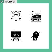 Pack of 4 Modern Solid Glyphs Signs and Symbols for Web Print Media such as modem arrow city easel human Editable Vector Design Elements