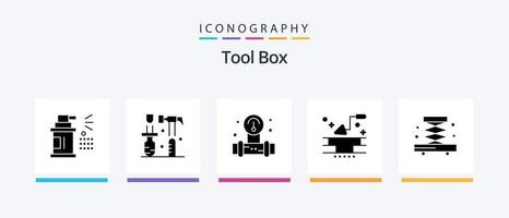 paquete de iconos de herramientas glifo 5 que incluye la industria. pared. manómetro. paleta. ladrillo. diseño de iconos creativos vector