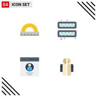 4 Flat Icon concept for Websites Mobile and Apps angle communication ruler cube profile Editable Vector Design Elements