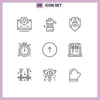 Outline Pack of 9 Universal Symbols of arrow mobile internet clock alarm Editable Vector Design Elements