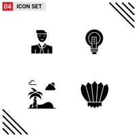 Group of Modern Solid Glyphs Set for man light teacher bright power Editable Vector Design Elements