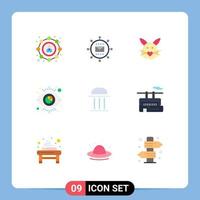 Modern Set of 9 Flat Colors and symbols such as analytics view promotion eye cute Editable Vector Design Elements