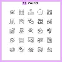 25 User Interface Line Pack of modern Signs and Symbols of book clothes aspirin baby dedicated Editable Vector Design Elements