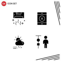 Mobile Interface Solid Glyph Set of Pictograms of air rainy summer smartphone weather Editable Vector Design Elements