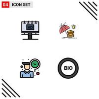 4 Creative Icons Modern Signs and Symbols of ad employee billboard backpack time Editable Vector Design Elements