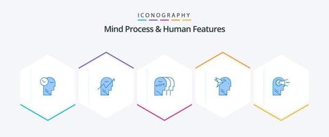 Mind Process And Human Features 25 Blue icon pack including brian. imaginaton. mind. imagination form. mind vector