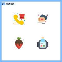 4 iconos creativos signos y símbolos modernos de llamada postre orden amor fresa elementos de diseño vectorial editables vector