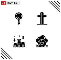 4 Solid Glyph concept for Websites Mobile and Apps search money celebration easter processor Editable Vector Design Elements