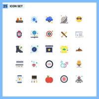 Set of 25 Vector Flat Colors on Grid for cute emoji online smiley space Editable Vector Design Elements