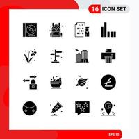 Pictogram Set of 16 Simple Solid Glyphs of easter signal coding phone programming Editable Vector Design Elements