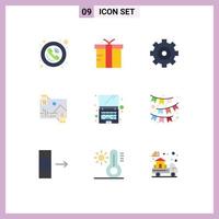 9 Thematic Vector Flat Colors and Editable Symbols of computer image global dividend contibution Editable Vector Design Elements