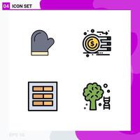 Set of 4 Commercial Filledline Flat Colors pack for glouve money kitchen currency grid Editable Vector Design Elements