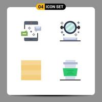 User Interface Pack of 4 Basic Flat Icons of communication grid marketing mirror beverages Editable Vector Design Elements