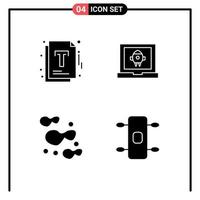 4 Creative Icons Modern Signs and Symbols of document food optimization launch longboard Editable Vector Design Elements