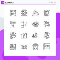 Set of 16 Modern UI Icons Symbols Signs for work life image balance shopping bag Editable Vector Design Elements