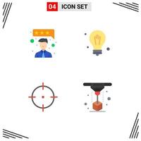 Flat Icon Pack of 4 Universal Symbols of customer satisfaction modeling bulb aim printing Editable Vector Design Elements