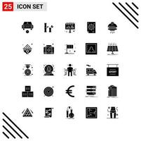 25 Universal Solid Glyph Signs Symbols of shuttle development ad creative collective Editable Vector Design Elements