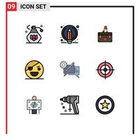 paquete de iconos vectoriales de stock de 9 signos y símbolos de línea para el maletín de terror pirata marketing de halloween elementos de diseño vectorial editables vector