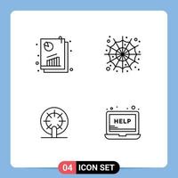 4 User Interface Line Pack of modern Signs and Symbols of analysis wheel seo analysis spider ship Editable Vector Design Elements