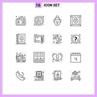 paquete de iconos de vector de stock de 16 signos y símbolos de línea para elementos de diseño de vector editables favoritos de cuaderno de bromista de oficina de datos