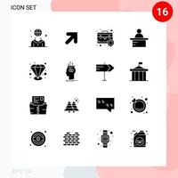 Pictogram Set of 16 Simple Solid Glyphs of quality teacher bag professor protection shield Editable Vector Design Elements