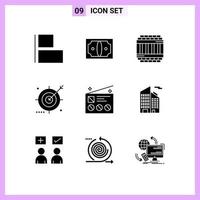 Group of 9 Solid Glyphs Signs and Symbols for communication search imprisoned optimization engine Editable Vector Design Elements