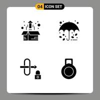 4 Universal Solid Glyphs Set for Web and Mobile Applications box gateway plant protection security Editable Vector Design Elements