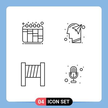 4 Line concept for Websites Mobile and Apps iteration tools head mind recording Editable Vector Design Elements