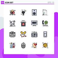 Modern Set of 16 Flat Color Filled Lines and symbols such as page file devices document technology Editable Creative Vector Design Elements