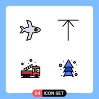 4 Universal Filledline Flat Colors Set for Web and Mobile Applications flight truck home emergency arrows Editable Vector Design Elements