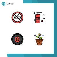 Set of 4 Modern UI Icons Symbols Signs for hotel shield diving award growth Editable Vector Design Elements