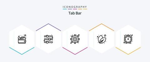 Tab Bar 25 Line icon pack including . stopwatch. gear. productivity. plant vector