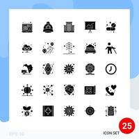Modern Set of 25 Solid Glyphs Pictograph of pills drugs city capsule office Editable Vector Design Elements
