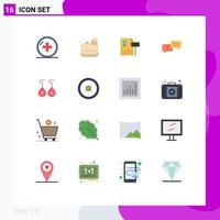 16 Universal Flat Color Signs Symbols of earing popup auction bubble judge Editable Pack of Creative Vector Design Elements