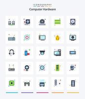 Creative Computer Hardware 25 Flat icon pack  Such As drive. ram. disc. hardware. computer vector