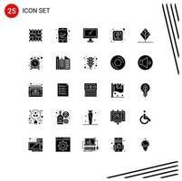 Modern Set of 25 Solid Glyphs Pictograph of leaf religious computer cross pc Editable Vector Design Elements