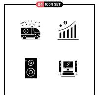 Set of 4 Modern UI Icons Symbols Signs for ambulance music class medical money computer Editable Vector Design Elements