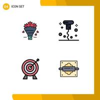 Modern Set of 4 Filledline Flat Colors and symbols such as popcone business wedding miscellaneous money Editable Vector Design Elements