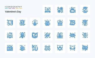 25 paquete de iconos azules del día de san valentín vector